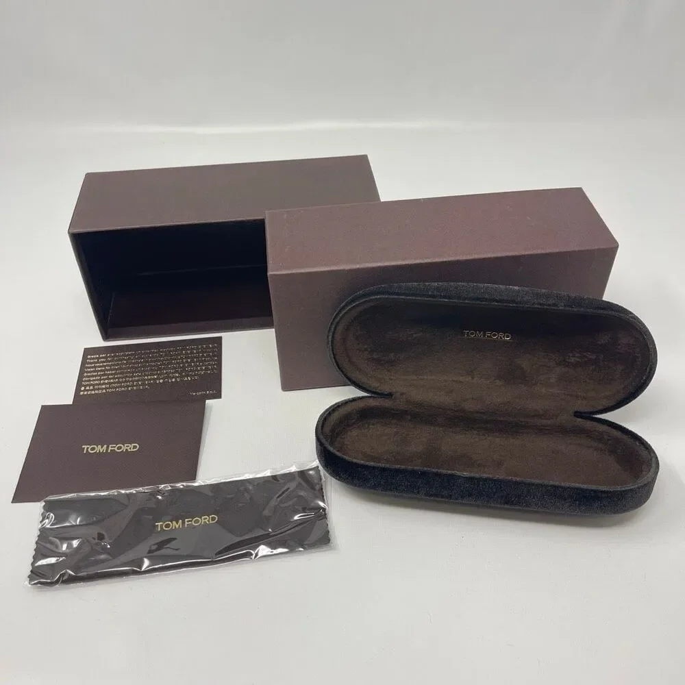 Tom Ford Eyeglasses Sunglasses Case Box Cleaning Cloth Brown Card in Envelope